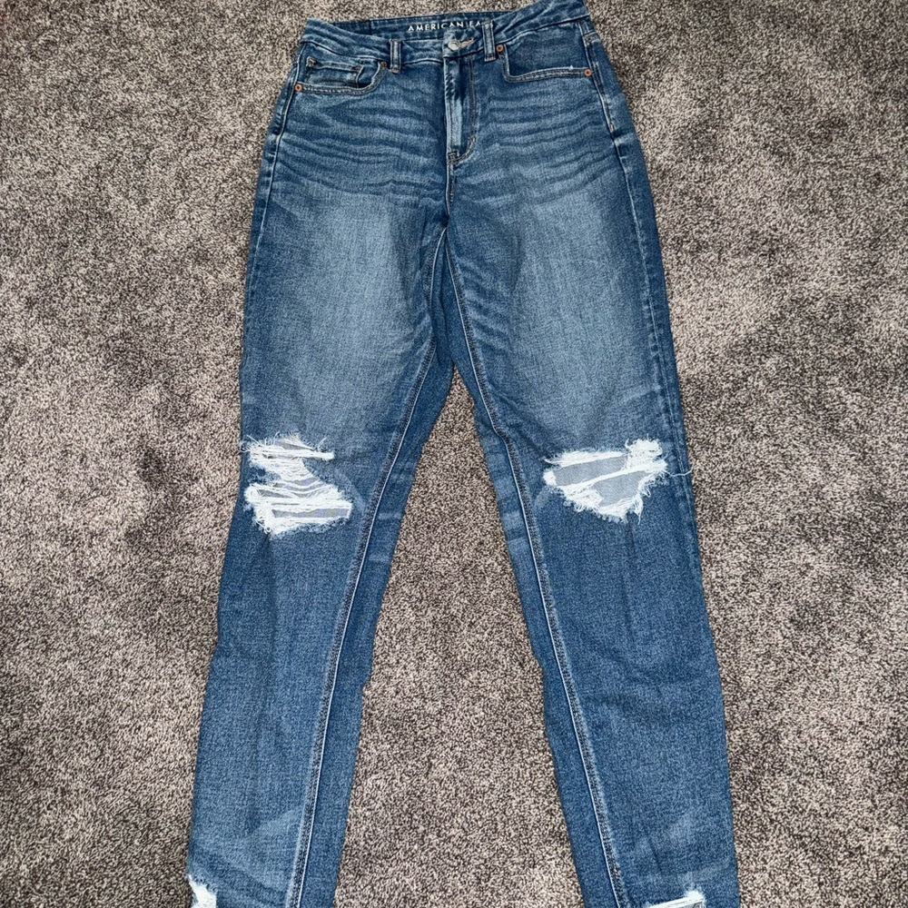 American Eagle Outfitters Blue Distressed Skinny Jeans